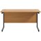 Jemini 1400mm Slim Rectangular Desk, Black Single Upright Cantilever Legs, Oak