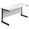 Jemini 1400mm Slim Rectangular Desk, Black Single Upright Cantilever Legs, White Jemini 1400mm Slim Rectangular Desk, Black Single Upright Cantilever Legs, White