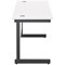 Jemini 1400mm Slim Rectangular Desk, Black Single Upright Cantilever Legs, White