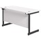Jemini 1400mm Slim Rectangular Desk, Black Single Upright Cantilever Legs, White