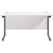 Jemini 1400mm Slim Rectangular Desk, Black Single Upright Cantilever Legs, White