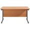 Jemini 1400mm Rectangular Desk, Black Single Upright Cantilever Legs, Beech