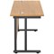 Jemini 1400mm Slim Rectangular Desk, Black Double Upright Cantilever Legs, Oak