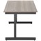 Jemini 1400mm Rectangular Desk, Black Single Upright Cantilever Legs, Grey Oak
