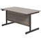 Jemini 1400mm Rectangular Desk, Black Single Upright Cantilever Legs, Grey Oak