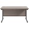 Jemini 1400mm Rectangular Desk, Black Single Upright Cantilever Legs, Grey Oak