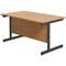 Jemini 1400mm Rectangular Desk, Black Single Upright Cantilever Legs, Oak