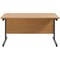 Jemini 1400mm Rectangular Desk, Black Single Upright Cantilever Legs, Oak