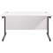 Jemini 1400mm Rectangular Desk, Black Single Upright Cantilever Legs, White