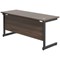 Jemini 1600mm Slim Rectangular Desk, Black Single Upright Cantilever Legs, Walnut