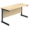 Jemini 1600mm Slim Rectangular Desk, Black Single Upright Cantilever Legs, Maple