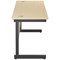 Jemini 1600mm Slim Rectangular Desk, Black Single Upright Cantilever Legs, Maple