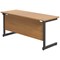 Jemini 1600mm Slim Rectangular Desk, Black Single Upright Cantilever Legs, Oak