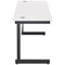 Jemini 1600mm Slim Rectangular Desk, Black Single Upright Cantilever Legs, White