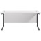 Jemini 1600mm Slim Rectangular Desk, Black Single Upright Cantilever Legs, White