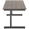Jemini 1600mm Rectangular Desk, Black Single Upright Cantilever Legs, Walnut