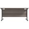 Jemini 1600mm Rectangular Desk, Black Single Upright Cantilever Legs, Grey Oak