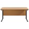 Jemini 1600mm Rectangular Desk, Black Single Upright Cantilever Legs, Oak