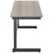 Jemini 1800mm Slim Rectangular Desk, Black Single Upright Cantilever Legs, Grey Oak