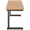 Jemini 1800mm Slim Rectangular Desk, Black Single Upright Cantilever Legs, Oak