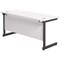 Jemini 1800mm Slim Rectangular Desk, Black Single Upright Cantilever Legs, White