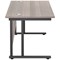 Jemini 1400mm Rectangular Desk, Black Double Upright Cantilever Legs, Grey Oak