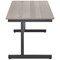 Jemini 1800mm Rectangular Desk, Black Single Upright Cantilever Legs, Grey Oak