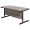 Jemini 1800mm Rectangular Desk, Black Single Upright Cantilever Legs, Grey Oak