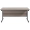 Jemini 1800mm Rectangular Desk, Black Single Upright Cantilever Legs, Grey Oak