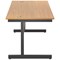 Jemini 1800mm Rectangular Desk, Black Single Upright Cantilever Legs, Oak