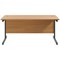 Jemini 1800mm Rectangular Desk, Black Single Upright Cantilever Legs, Oak
