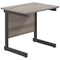 Jemini 800mm Slim Rectangular Desk, Black Single Upright Cantilever Legs, Grey Oak