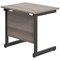 Jemini 800mm Slim Rectangular Desk, Black Single Upright Cantilever Legs, Grey Oak