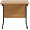 Jemini 800mm Slim Rectangular Desk, Black Single Upright Cantilever Legs, Oak