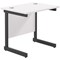 Jemini 800mm Slim Rectangular Desk, Black Single Upright Cantilever Legs, White