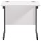 Jemini 800mm Slim Rectangular Desk, Black Single Upright Cantilever Legs, White