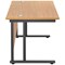 Jemini 1400mm Rectangular Desk, Black Double Upright Cantilever Legs, Oak