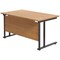 Jemini 1400mm Rectangular Desk, Black Double Upright Cantilever Legs, Oak