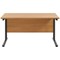 Jemini 1400mm Rectangular Desk, Black Double Upright Cantilever Legs, Oak