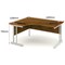 Jemini 1600mm Corner Desk, Left Hand, Black Single Upright Cantilever Legs, Walnut