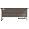 Jemini 1600mm Corner Desk, Left Hand, Black Single Upright Cantilever Legs, Grey Oak