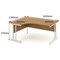 Jemini 1600mm Corner Desk, Left Hand, Black Single Upright Cantilever Legs, Grey Oak