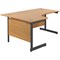 Jemini 1600mm Corner Desk, Left Hand, Black Single Upright Cantilever Legs, Oak