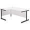 Jemini 1600mm Corner Desk, Left Hand, Black Single Upright Cantilever Legs, White