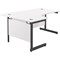 Jemini 1600mm Corner Desk, Left Hand, Black Single Upright Cantilever Legs, White