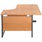 Jemini 1600mm Corner Desk, Right Hand, Black Single Upright Cantilever Legs, Beech