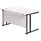 Jemini 1400mm Rectangular Desk, Black Double Upright Cantilever Legs, White