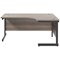 Jemini 1600mm Corner Desk, Right Hand, Black Single Upright Cantilever Legs, Grey Oak