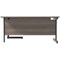 Jemini 1600mm Corner Desk, Right Hand, Black Single Upright Cantilever Legs, Grey Oak