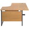 Jemini 1600mm Corner Desk, Right Hand, Black Single Upright Cantilever Legs, Oak